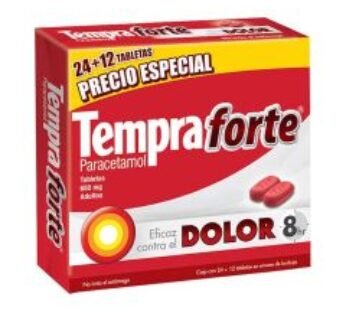 Tempra Forte 650 mg Paracetamol 2 Pack 24 + 12 ud Tabletas