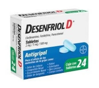 Desenfriol D 2 mg/5 mg/500 mg Clorfenamina, Fenilefrina, Paracetamol 24 ud Tabletas