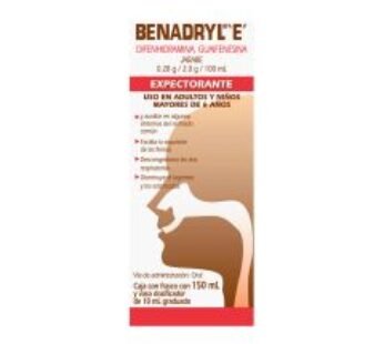 Benadryl 0.28 g Difenhidramina/2.0 g Guaifenesina/100 ml 150 ml