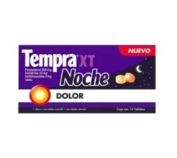 Tempra 800 mg/ 20 mg/ 4 mg Paracetamol, Fenilefrina, Carbinoxamina 12 ud Tabletas