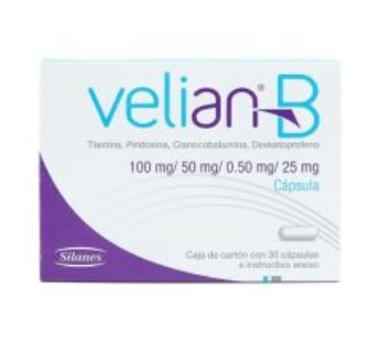 Velian-B 100 mg/50 mg/0.50 mg/25 mg Tiamina, Piridoxina, Cianocobalamina, Dexketoprofeno 30 ud Cápsulas