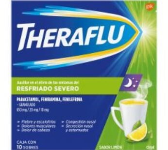 Theraflu Noche 650 mg/20 mg/10 mg Paracetamol, Feniramina, Fenilefrina Limón 10 ud Sobres