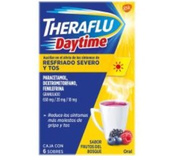 Theraflu Daytime 650 mg/20 mg/10 mg Paracetamol, Dextrometorfano, Fenilefrina Frutos del Bosque 6 ud Sobres