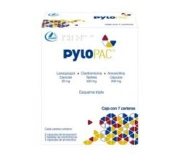 Pylopac Cartera 30 mg /500 mg /500 mg Amoxicilina + Claritromicina + Lansoprazol 8 ud Cápsulas