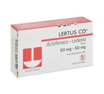 Lertus Cd 50 mg / 50 mg Codeina + Diclofenaco 20 ud Tabletas