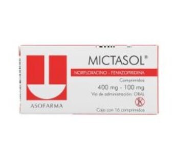 Mictasol 400 mg Norfloxacino/100 mg Fenazopiridina 16 Comprimidos