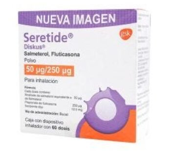 Seretide Diskus 50 mcg Salmeterol/250 mcg Fluticasona Polvo para Inhalación 60 Dosis
