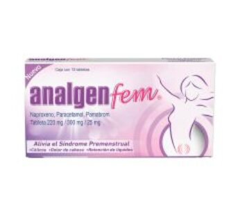 Analgen Fem 220 mg Naproxeno/300 mg Paracetamol/25 mg Pamabrom 12 Tabletas
