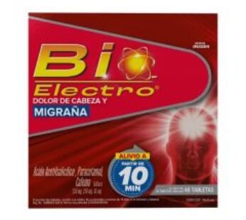 Bio Electro 250 mg Ácido Acetilsalicílico/250 mg Paracetamol/65 mg Cafeína 48 Tabletas