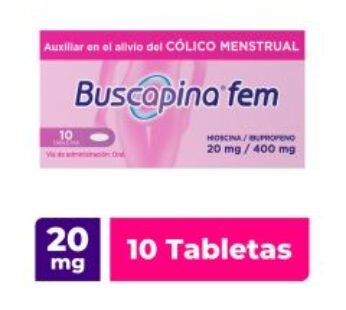 Buscapina Fem 20 mg Hioscina/400 mg Ibuprofeno 10 Tabletas