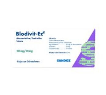 Blodivit-Ez 20 mg Atorvastatina/10 mg Ezetimiba 30 Tabletas