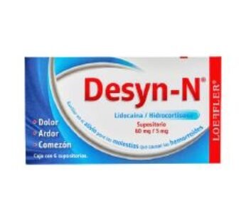 Genérico de Marca 60 mg Lidocaína/5 mg Hidrocortisona 6 Supositorios
