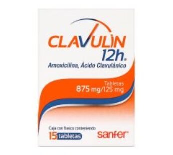 Clavulin 12h 875 mg Amoxicilina/125 mg Ácido Clavulánico 15 Tabletas