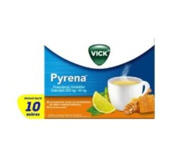 Vick Pyrena 500 mg Paracetamol/10 mg Fenilefrina Sabor Miel y Limón 10 Sobres