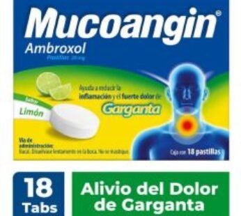 Mucoangin 20 mg Ambroxol Sabor Limón 18 Pastillas